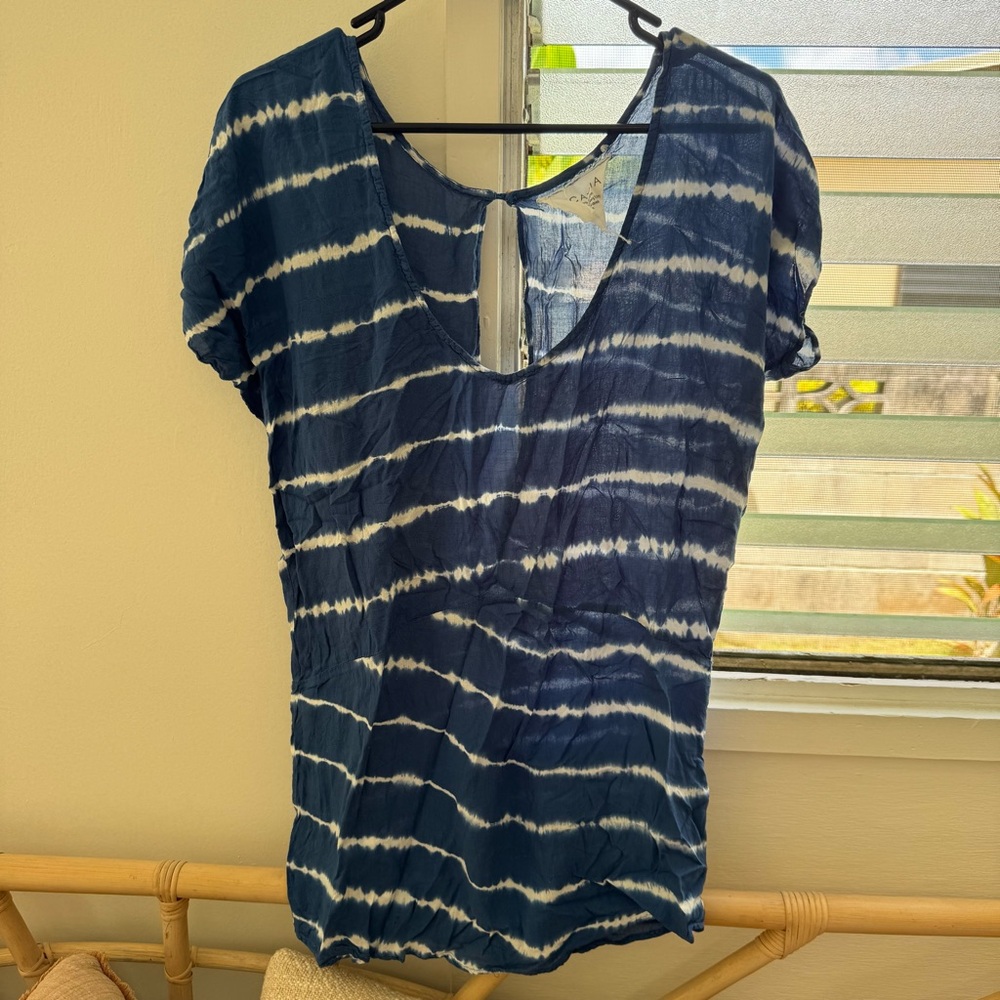 Acacia Swimwear Navy Tie-Dye Top